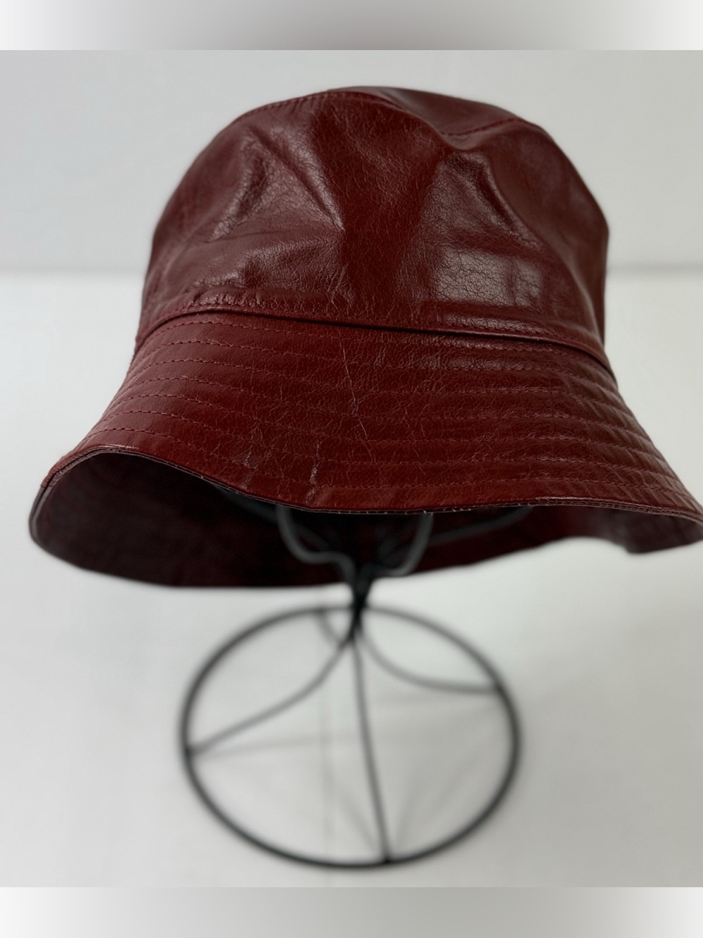 Wilson Leather Vintage Y2K Leather Bucket Hat Streetwear Minimalist size Small